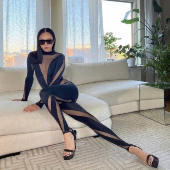 NWT Mugler x H M Limited Edition Black Mesh-paneled Stirrup Leggings sz 4